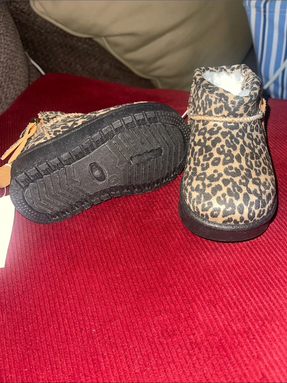 Kids Leopard Print Fleece-Lined Boots - Tan/Black
